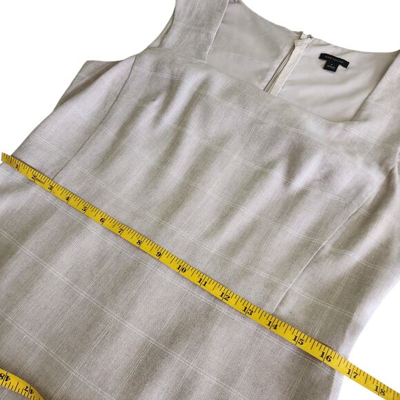 Ann Taylor Womens The Square Neck Dress in Windowpane Linen Twill Size 8 Cream - Picture 11 of 12